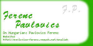 ferenc pavlovics business card